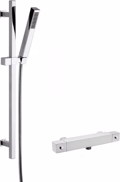 Balterley Square Bar Valve Slide Rail Shower Kit in Chrome Silver