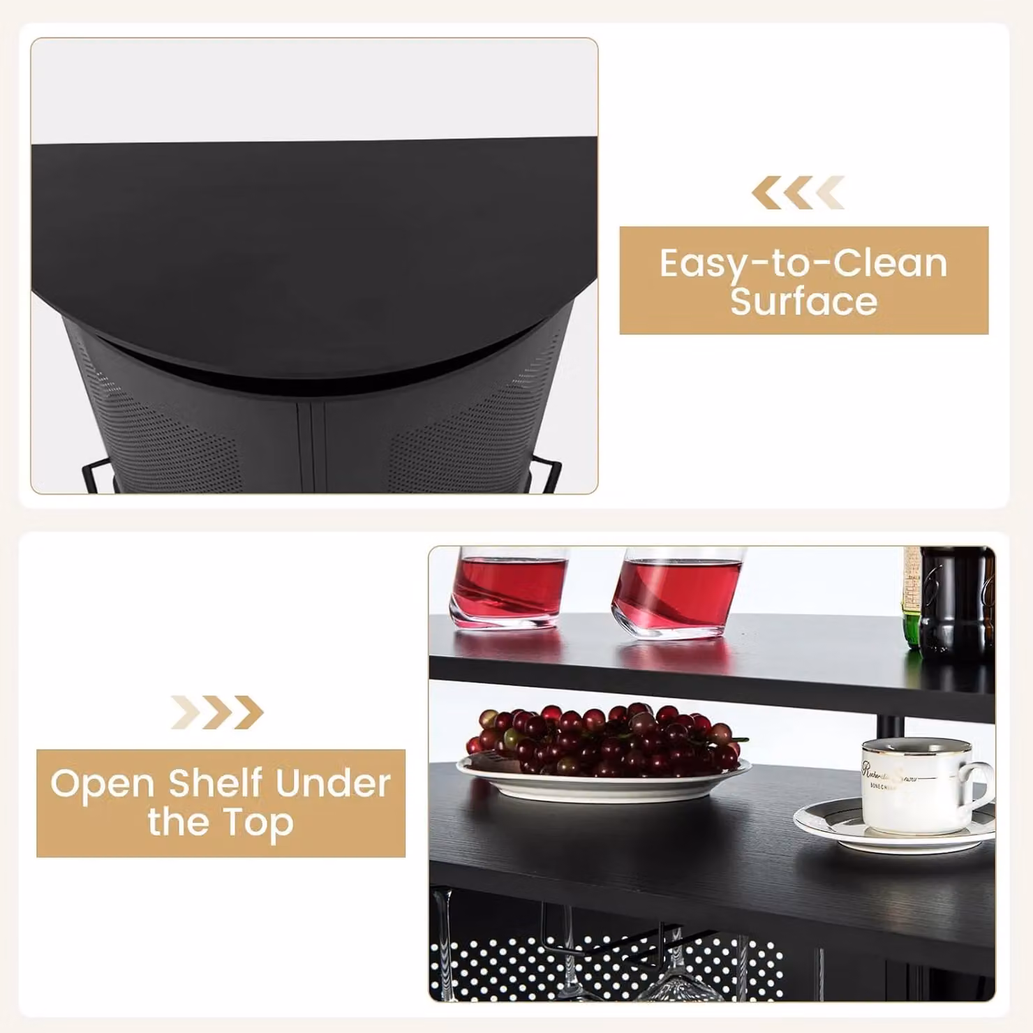 Gymax 4-Tier Industrial Home Bar Unit with Metal Storage Shelves and Footrest in Black – 4