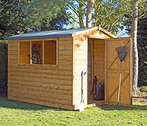 Shire Lewis 8x6 SD Rustic Brown Wood Gable Sliding Storage Shed – 3