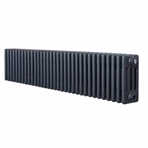 Monster Shop Traditional 4 Column Radiator in Matt Anthracite Grey, Carbon Steel, Wall Mounted, W: 300 mm x H: 1505 mm – 1