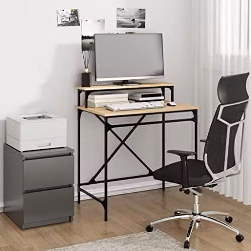 vidaXL Writing Desk in Oak and Brown, W/D/H: 80 x 50 x 90 cm – 2