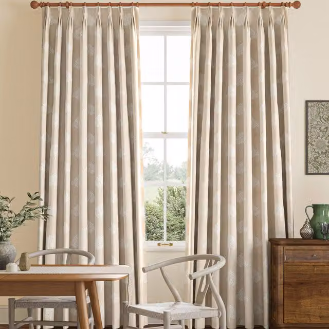 William Morris At Home Marigold Tree Embroidery Made to Measure Blackout Curtains in Chalk/Beige