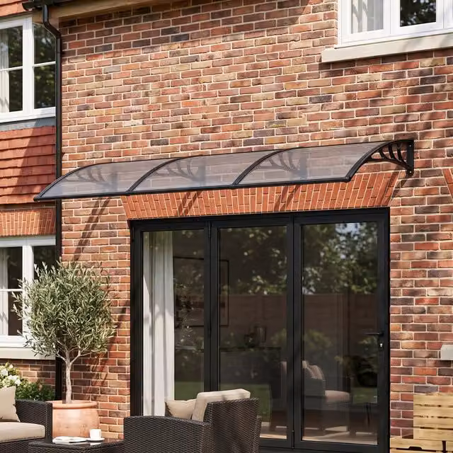 Breeins Dark Grey Door Canopy with Drainage Channel, Width: 100 cm