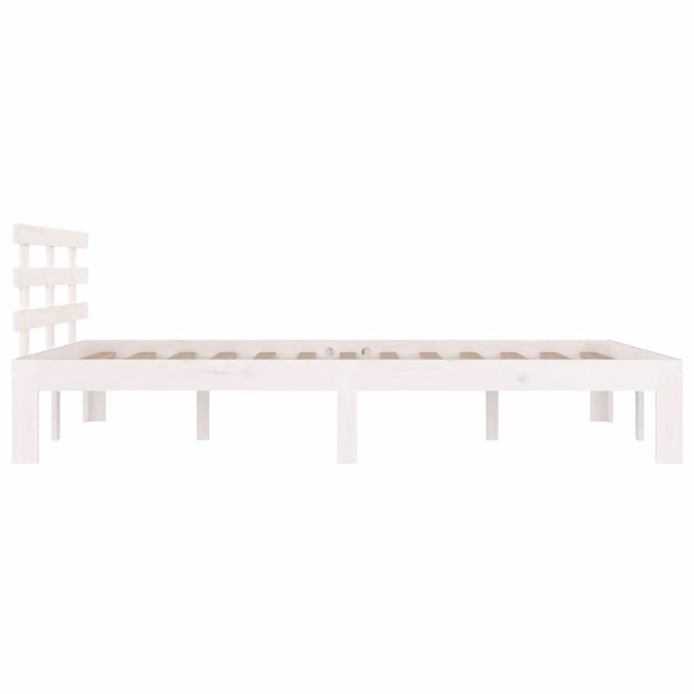 Berkfield Home White Solid Pine Wood Bed Frame W/D/H: 140 x 190 x 69.5 cm – 3