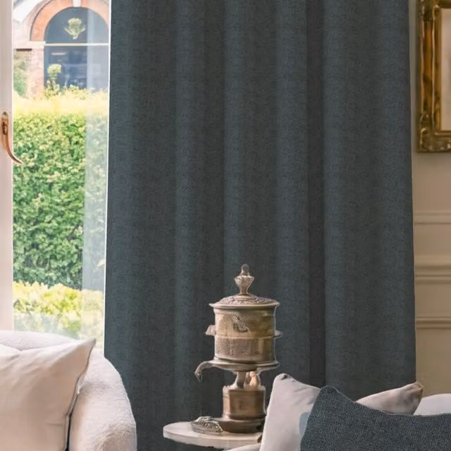 HOUSE Llewelyn-Bowen Tetbury Made To Measure Blackout Chenille Curtains in Misty Blue