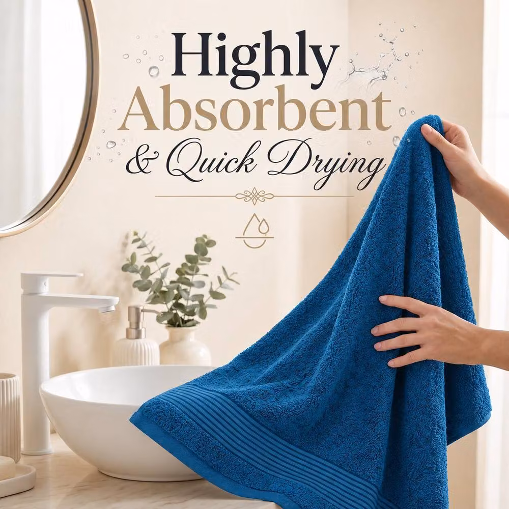 Pamposh 6 Piece Set of Soft and Absorbent 500 GSM Cotton Terry Towels in Petrol Blue – 7