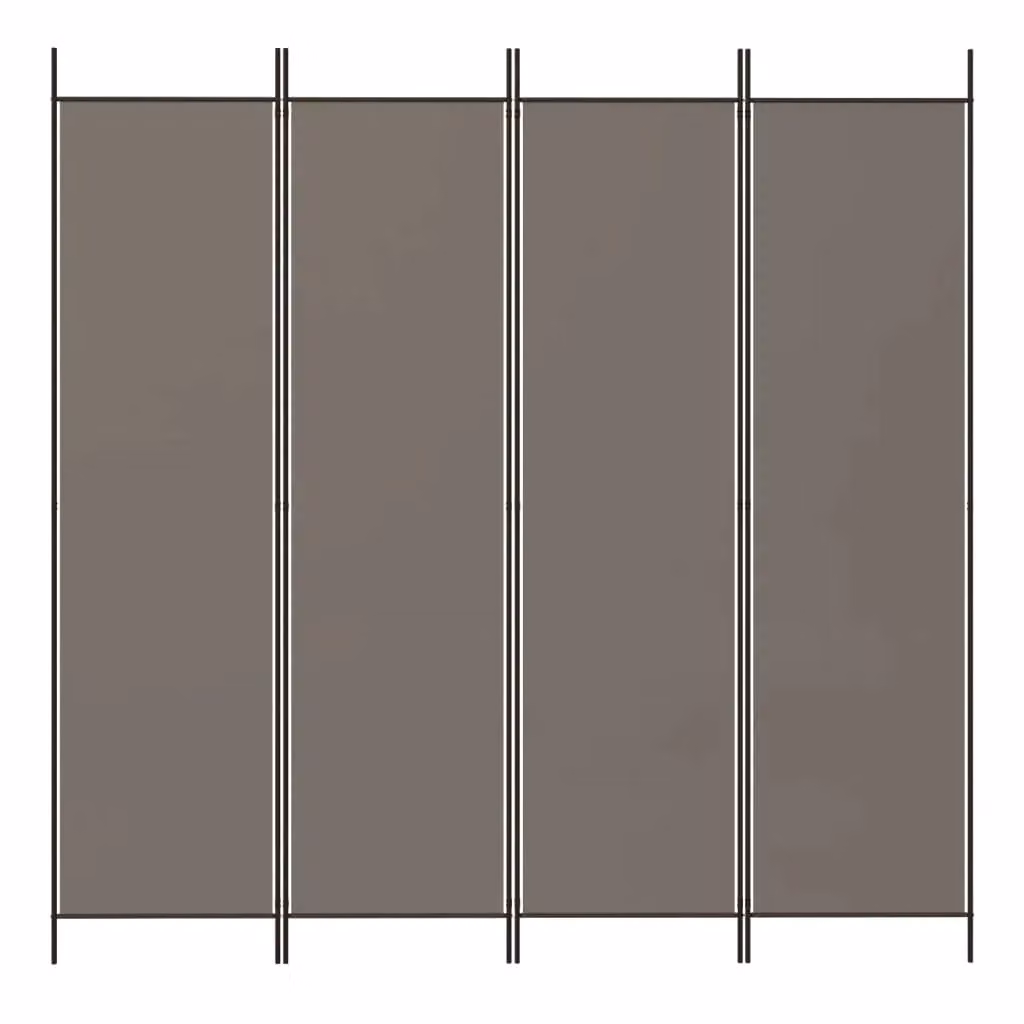Berkfield Home 4-Panel Room Divider in Anthracite and Black Fabric, H 200 cm x W 200 cm – 2