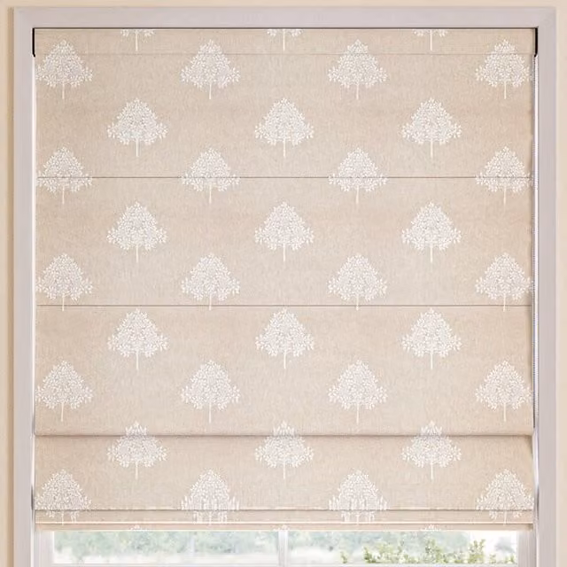 William Morris At Home Marigold Tree Embroidery Made to Measure Blackout Roman Blind in Chalk and Beige
