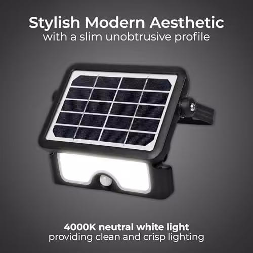 Luceco Guardian Solar Powered LED Outdoor Floodlight with PIR Motion Sensor, 550lm, Black – 2