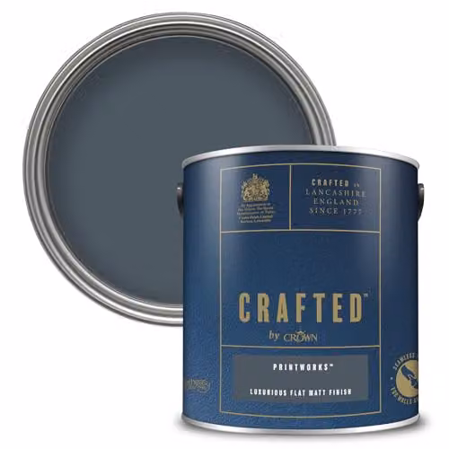 Crown Printworks Matt Emulsion Water Based Paint in Dark Ink Blue, 2.5L