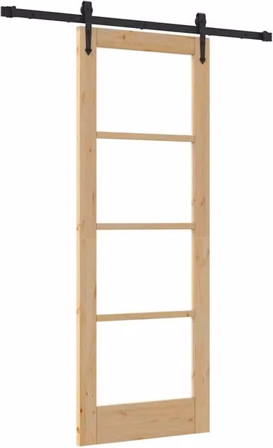 Berkfield Home Orkdal Rustic Veneered Sliding Door with Hardware Set in Beige, W: 73.5 cm, H: 198.5 cm