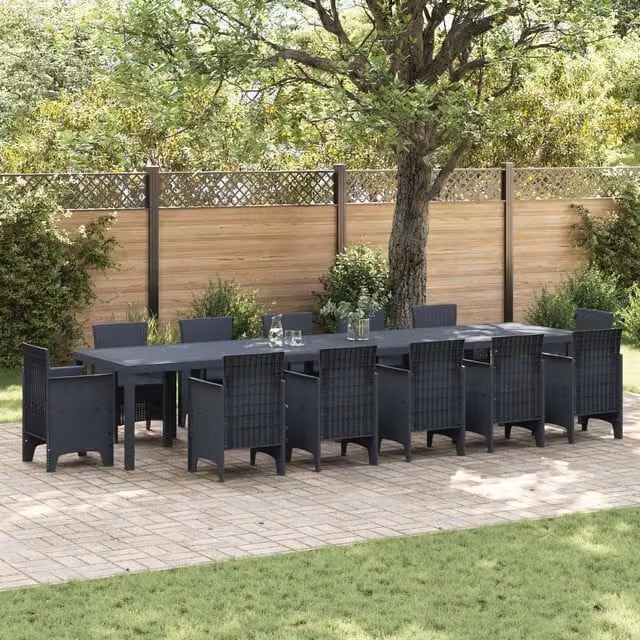 Berkfield Home Anthracite Poly Rattan Garden Table W: 400 cm, D: 100 cm, H: 73 cm