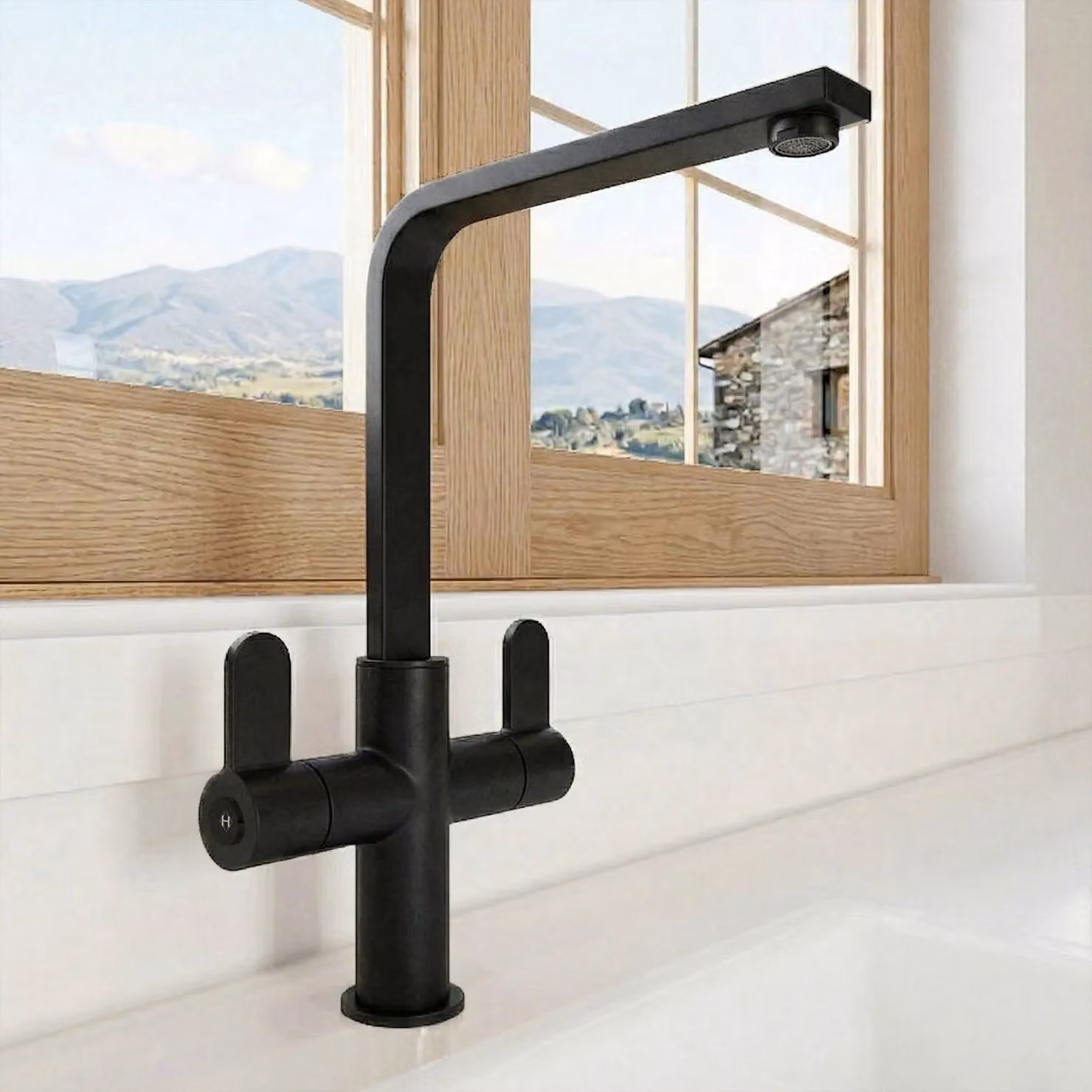 Balterley Chara Kitchen Sink Mono Mixer Tap in Matt Black with Dual Lever Handle – 5