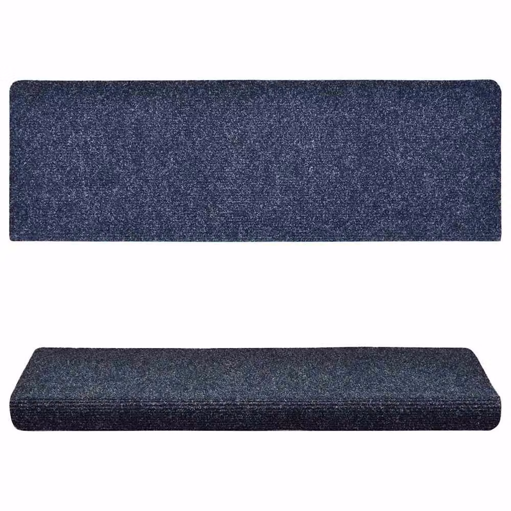 Berkfield Home Blue Needle Punch Stair Mats, 15 Piece Set, W: 65 cm, D: 21 cm, H: 4 cm – 3