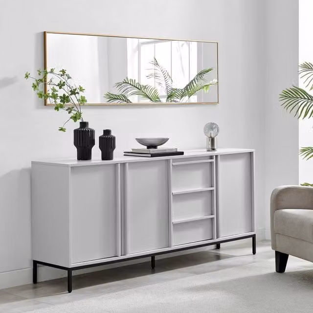 FurnitureboxUK Svit Scandinavian Style Wooden Storage Sideboard in White Matt