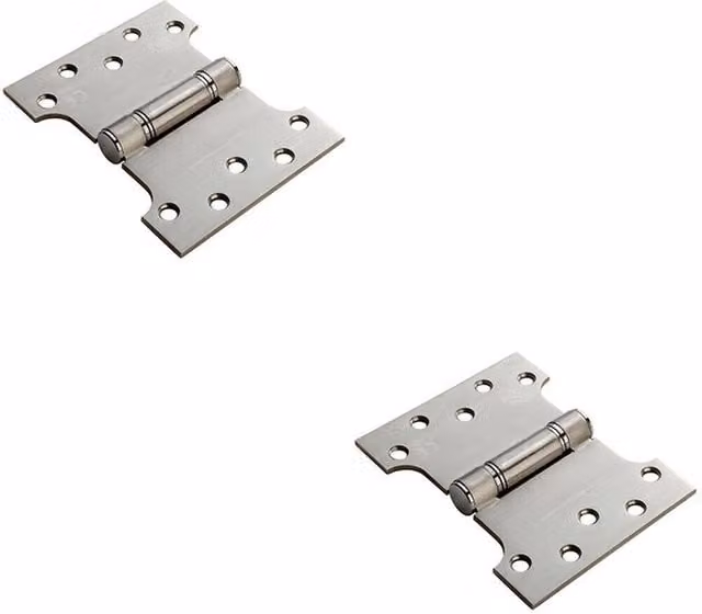 Loops 2x Pair Parliament Hinges in Brushed Satin Stainless Steel, Silver, H 127 x W 101.6 x D 3 mm