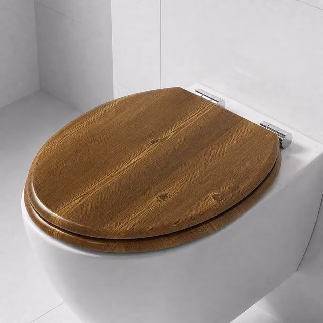 SINOBATH Soft Close Universal Fit MDF Toilet Seat in Brown – 1