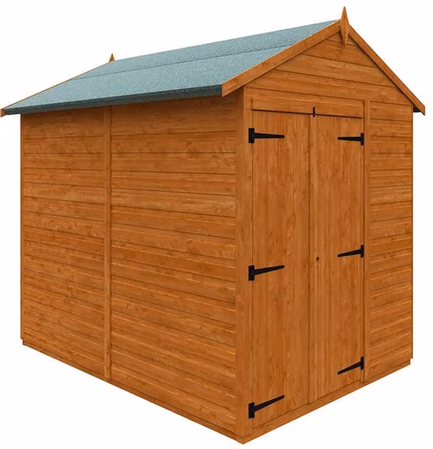 Buttercup Farm Flex Apex Double Door Windowless Wooden Garden Shed in Burnt Orange, W: 243.8 cm x D: 182.9 cm x H: 213.5 cm