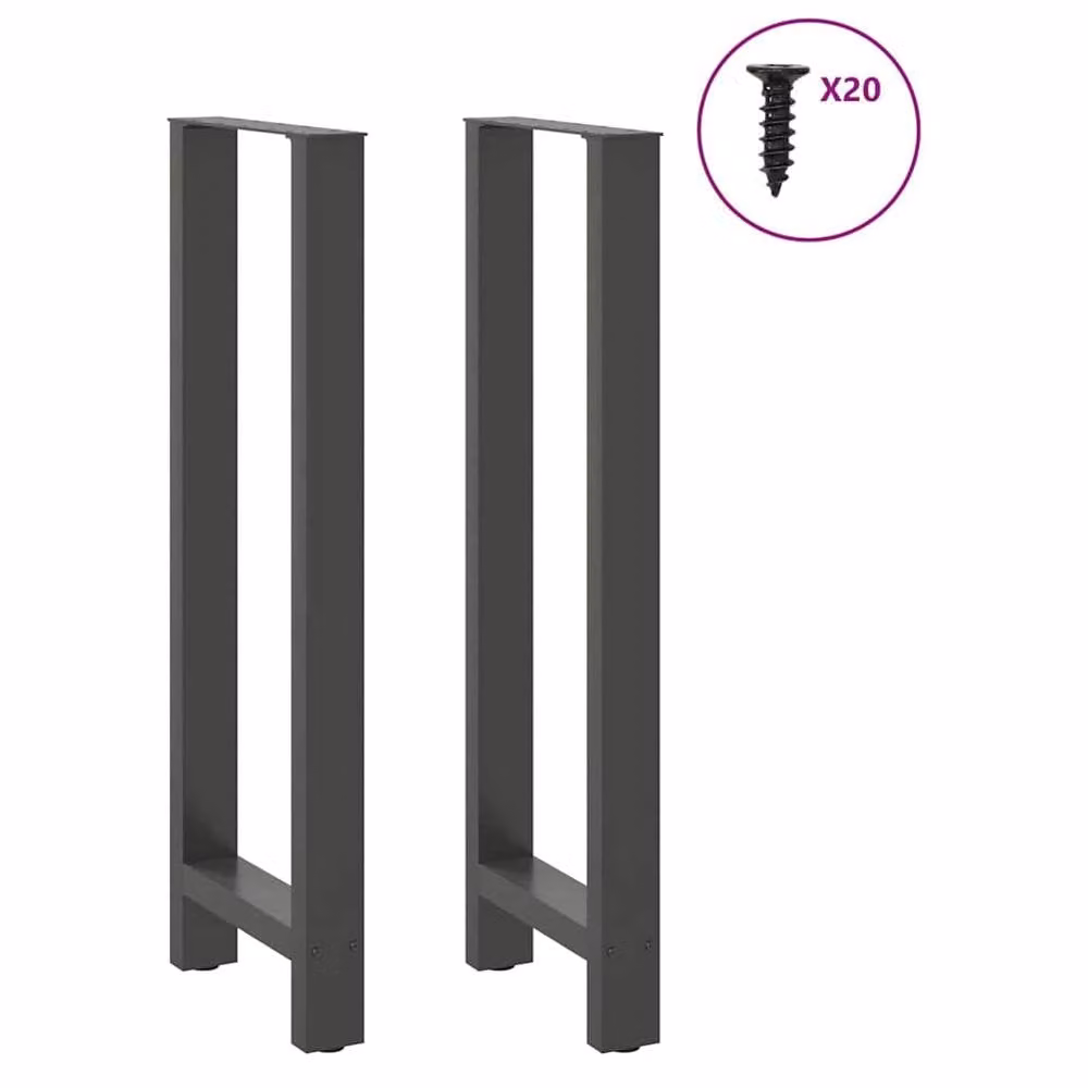 Berkfield Home Modern Steel Coffee Table Legs in Anthracite, 2 pieces, W/D/H: 40 x 40 x 111 cm – 2