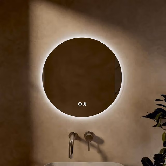 Banyetti Ronda Circular Backlit LED Wall Mirror in Clear, Diameter: 50 cm