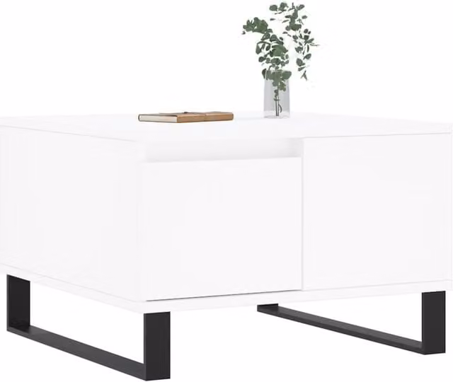 Berkfield Home Modern Square Coffee Table in White, W/D/H: 55 x 55 x 36.5 cm