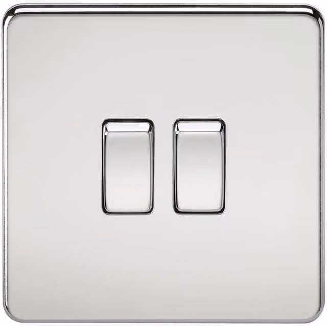 Knightsbridge SF3000PC Screwless 10AX 2G 2-Way Flush Switch in Polished Chrome