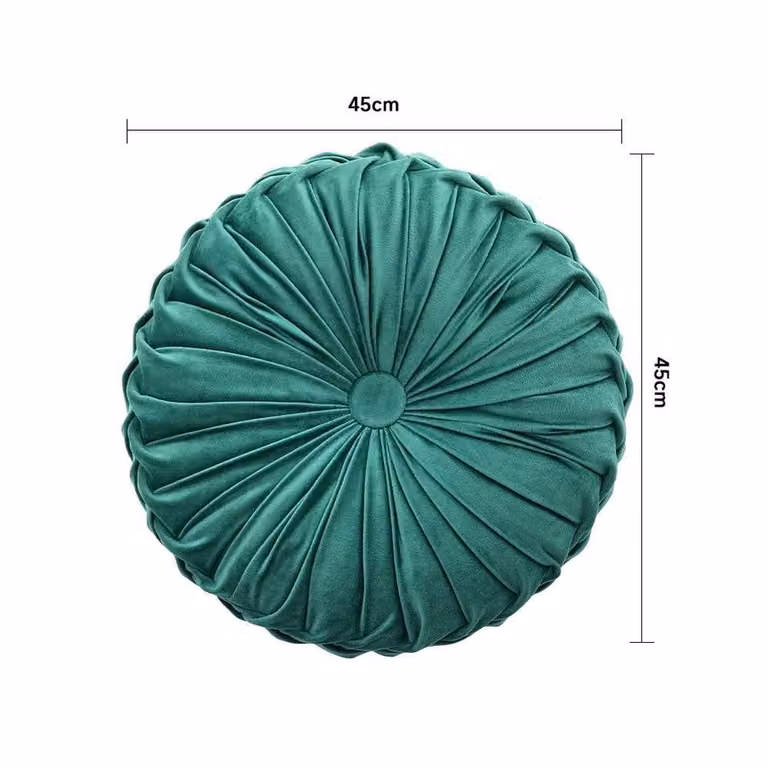 FLAVORA Green Round Velvet Cushion, Diameter: 45 cm