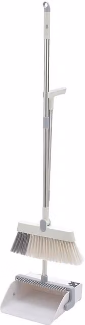 Livingandhome Rotatable Folding Broom and Dustpan Set in White