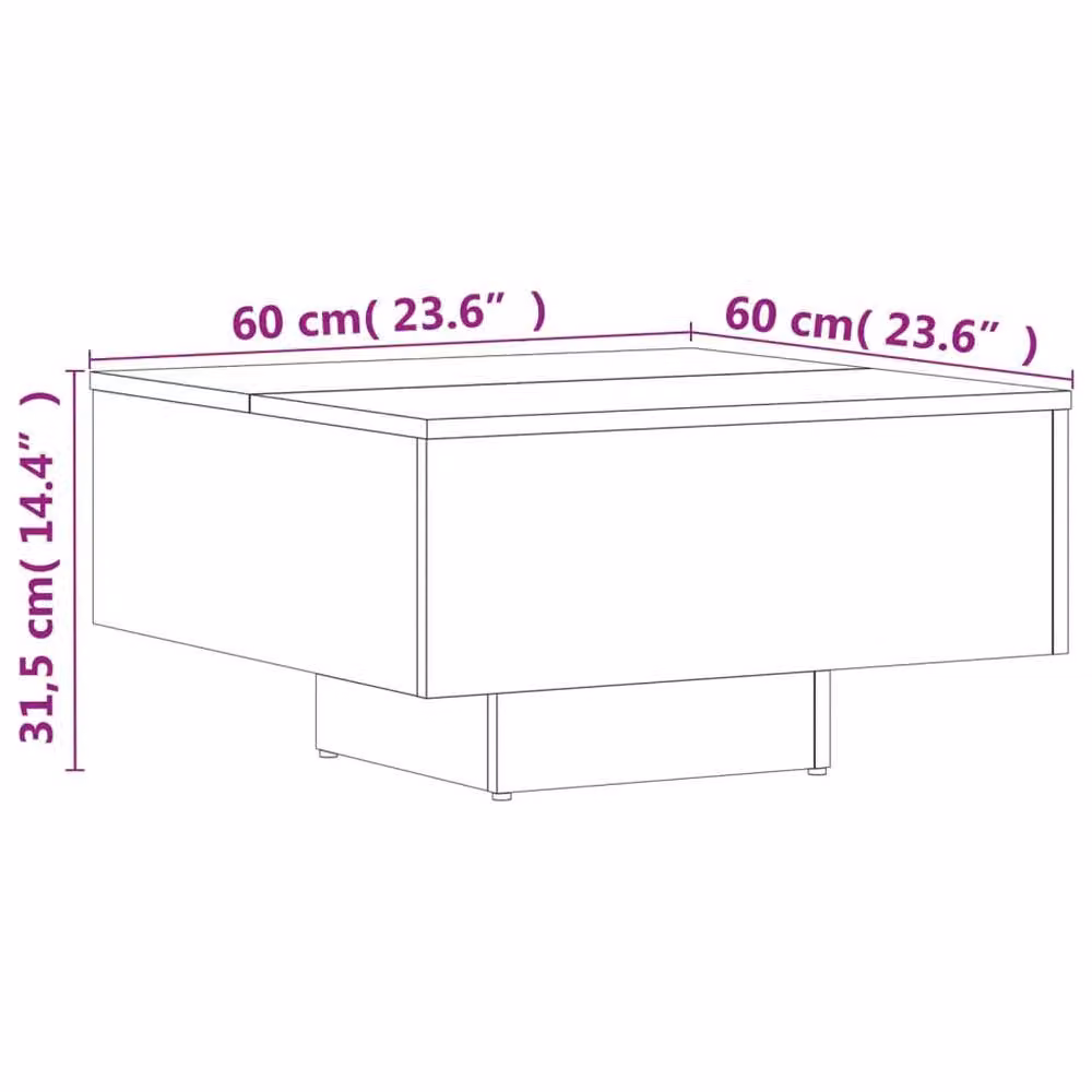 Berkfield Home Square Coffee Table in Smoked Oak Brown, W/D/H: 60 x 60 x 31.5 cm – 5