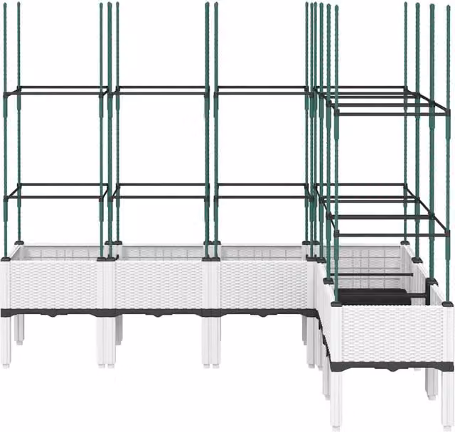 Berkfield Home Garden Planter with Trellis in White, W/D/H: 160 x 120 x 142.5 cm – 1