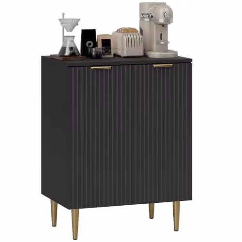 HOMCOM Modern Black Sideboard Buffet Cabinet for Kitchen Storage, W/D/H: 80 x 40 x 60 cm – 1