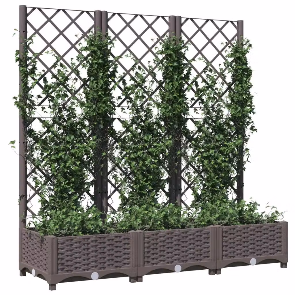 Berkfield Home Garden Planter with Trellis in Brown, W/D/H: 120 x 40 x 121.5 cm – 3