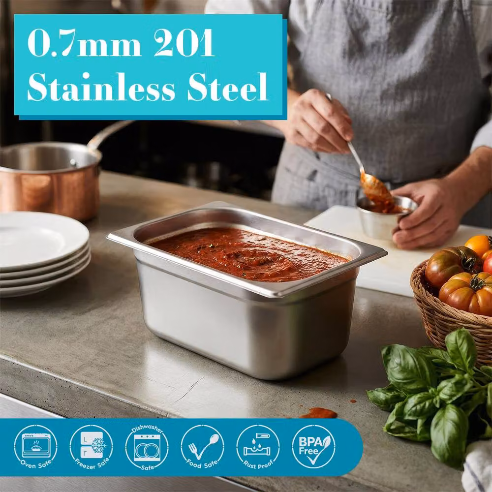 Argon Tableware Stainless Steel Gastronorm Container with Loose Lid, Silver, 5.25 l – 3