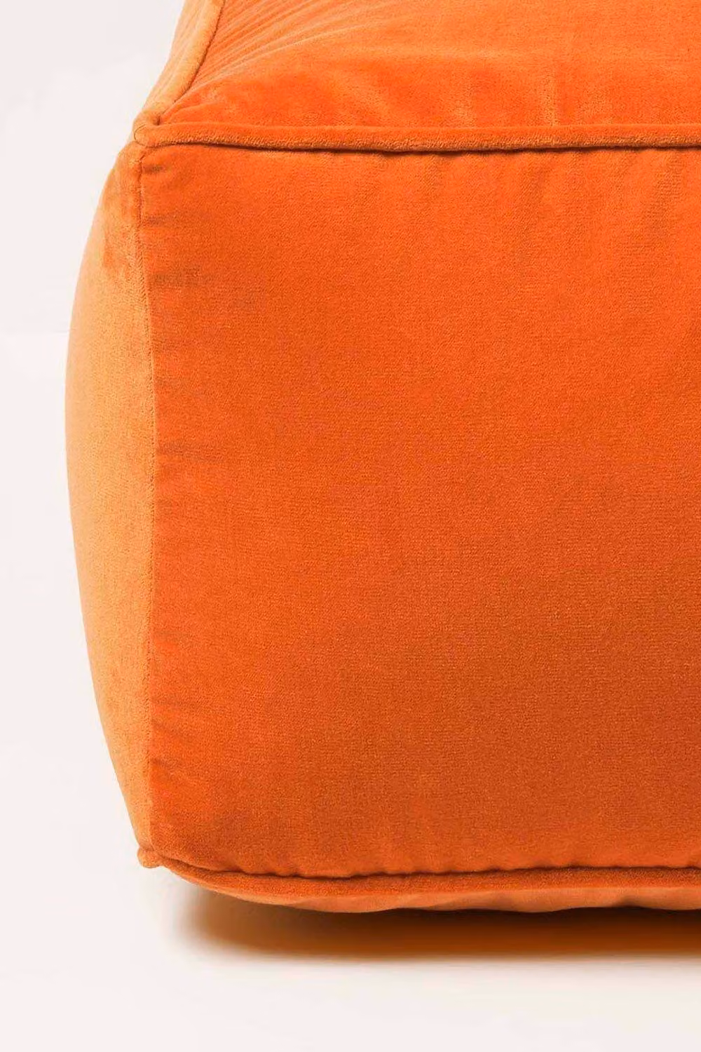 Homescapes Velvet Bean Cube Pouffe in Orange, W/D/H: 60 x 60 x 27 cm – 3