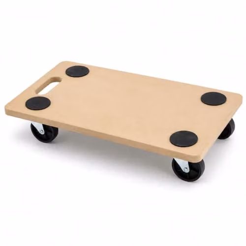 Oypla 150kg Wheeled Platform Dolly Furniture Mover in Brown MDF