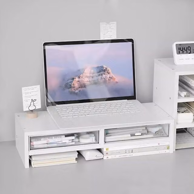 SPETLEK White Wood Computer Desktop Monitor Stand with Matt Finish – 1