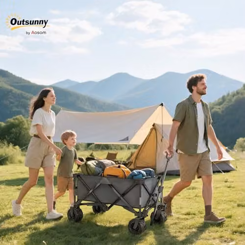 Outsunny Festival Trolley Garden Cart with Metal Frame, Grey – 2