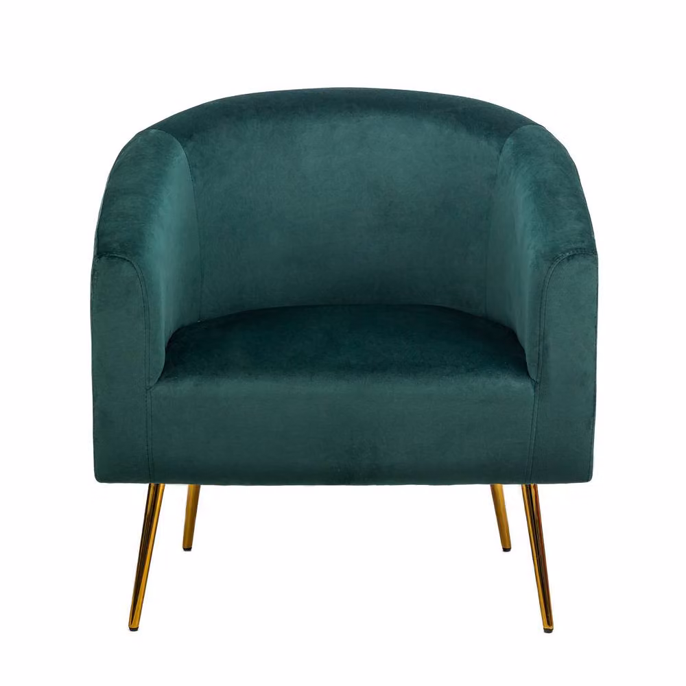 Nordlys Scandinavian Design Green Velvet Lounge Chair with Metal Frame and Armrests – 4