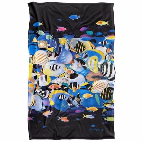 JQ Licensing Royce Mcclure Night Dive Tropical Fish Super Soft Fleece Throw Blanket, Multicolour, W/D/H: 91 x 147 cm