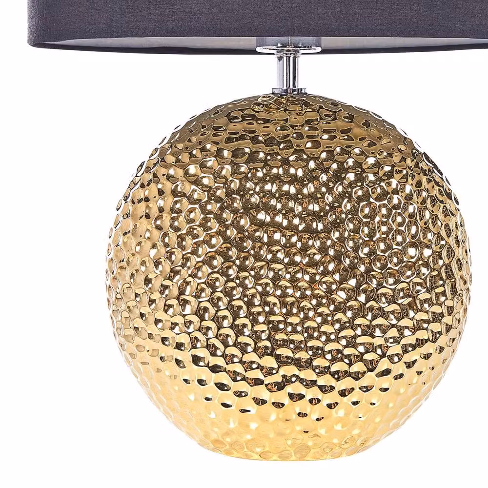 Wyld and Coco Gold Ceramic Table Lamp with Fabric Shade – 7