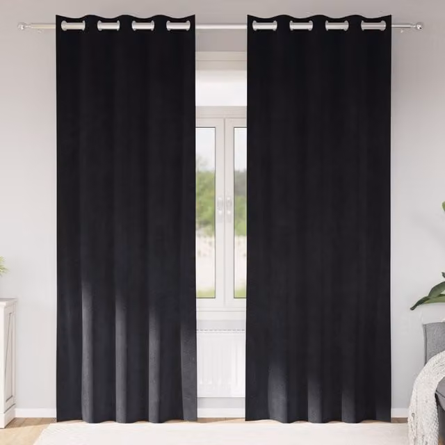 Berkfield Home Blackout Velvet Eyelet Curtains, 2 Pack, Black
