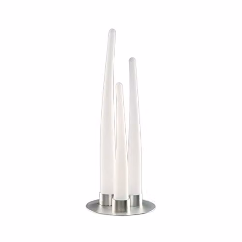 Netlighting Estalacta 3-Light Table Lamp in Silver and Opal White, IP44 Indoor and Outdoor GU10 Dimmable