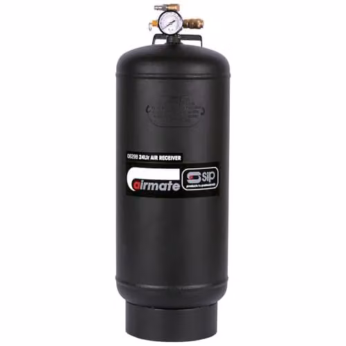 SIP Portable Vertical Air Receiver Tank for Compressed Air Storage, 24L, 8 bar, Black – 1