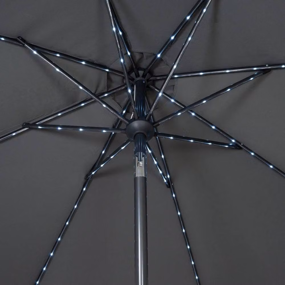 Monstershop LED Tilt Parasol in Grey with Steel Frame and Polyester Canopy, Diameter: 270 cm – 4