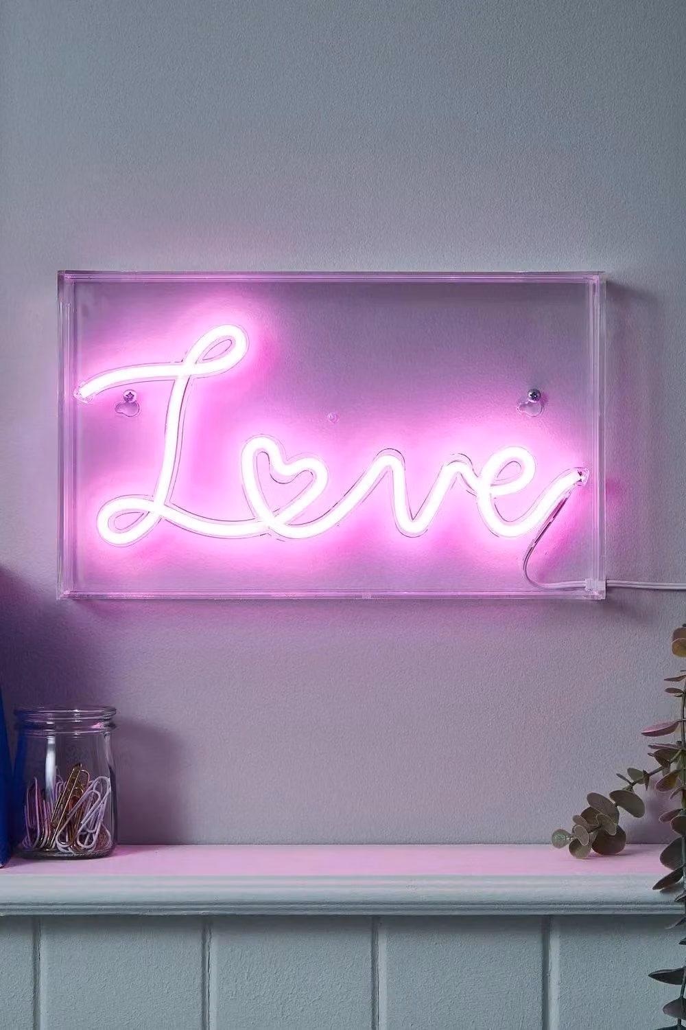 BHS Lighting Glow Love Neon Light Box Table Lamp in Pink – 2
