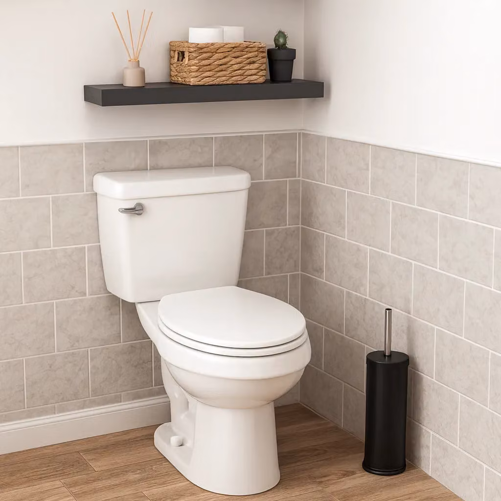 Harbour Housewares Matte Black Stainless Steel Toilet Brush and Holder Set with Non-Slip Base – 8