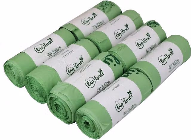 BioLiner Compostable Bags for Swing Bins and Dustbins, Green, 50 l