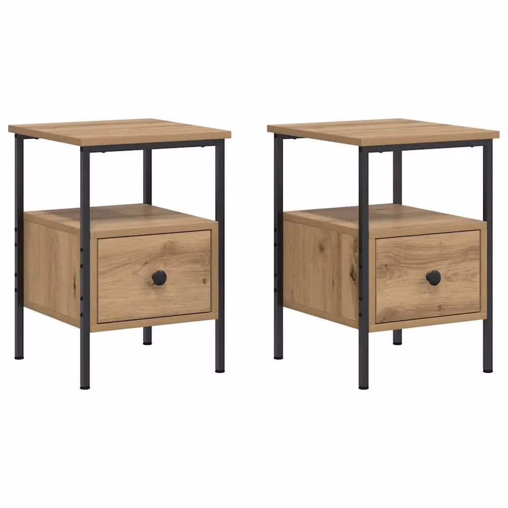 Berkfield Home Artisan Oak Bedside Cabinets, 2 Piece Set in Brown, W/D/H: 34 x 36 x 50 cm – 2