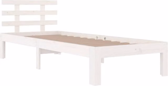Berkfield Home Beautiful White Solid Pine Wood Bed Frame W/D/H: 103.5 x 100 x 205.5 cm – 1