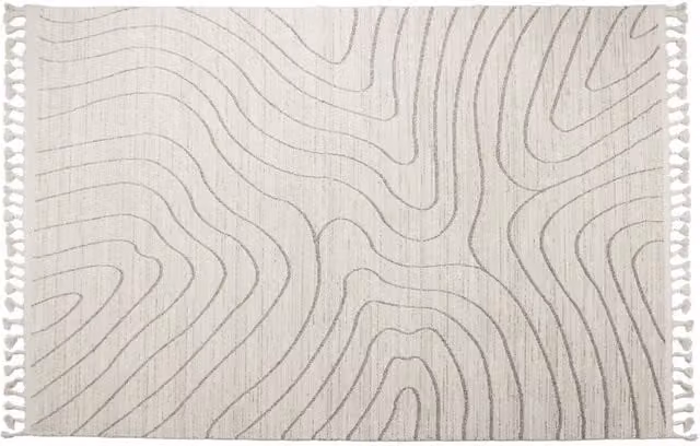 Esselle Home Arctic Contour Abstract Rug in Cream, Beige and White, W: 160 cm, D: 230 cm